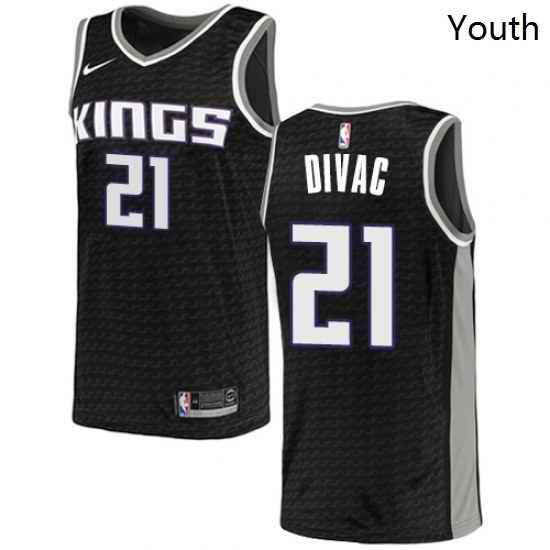 Youth Nike Sacramento Kings 21 Vlade Divac Authentic Black NBA Jersey Statement Edition